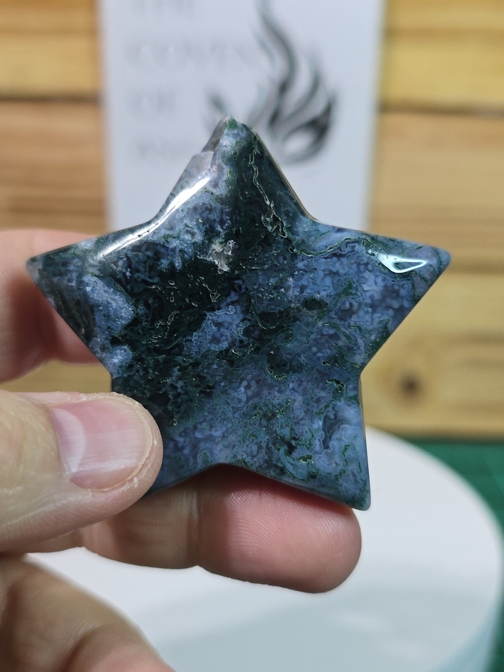 Imperfect Blue and Green Moss Agate Star